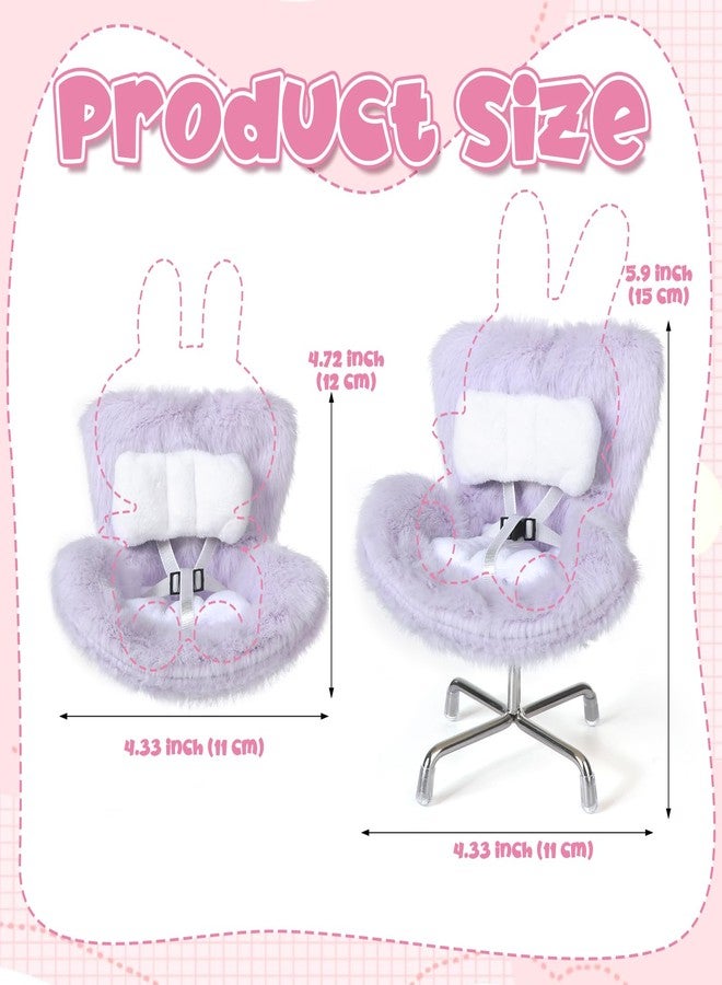 VZZNN 3 Pack Doll Chair Car Seat for Labubu, 15-17cm Dolls Accessories with Air Vent Clip & Desktop Stand, Cute Doll Car Seat for Toys Collection, （Purple, Pink, White） - Image 4